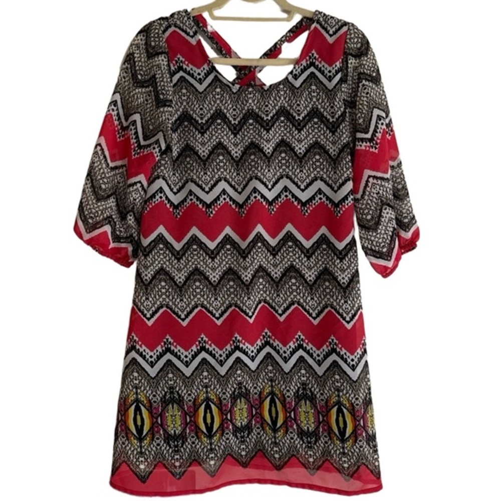 Indulge‎ Women's Medium Dress Cross Back Abstract Print